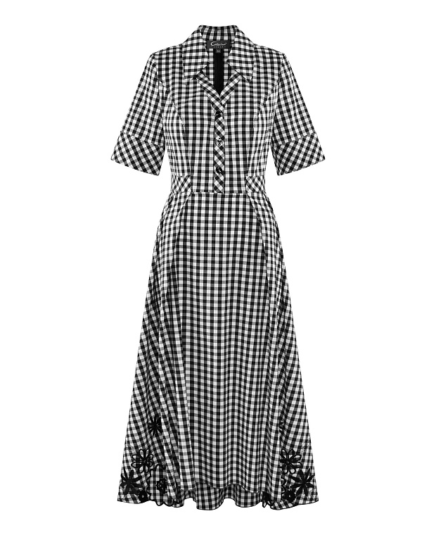 Платье с асимметричным низом и вышивкой Цвет Черно-белый