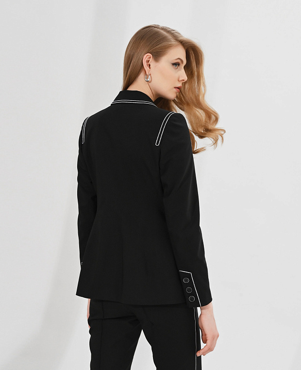 Пиджак с контрастной отстрочкой Цвет Черный Изображение 2