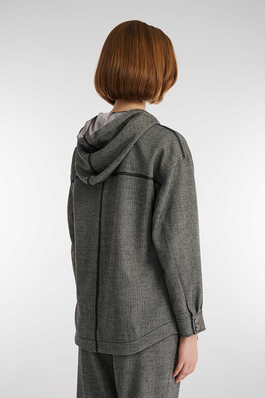Жакет из поливискозы с капюшоном Цвет Серый Изображение 2