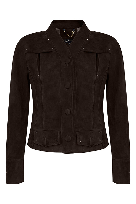 Укороченная куртка из замши Цвет Коричневый