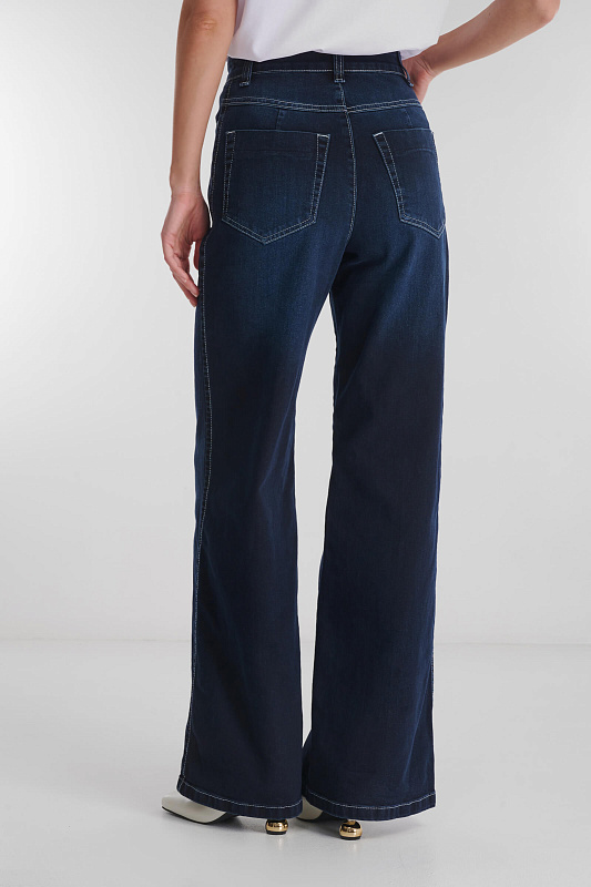 Расклешенные джинсы с простроченными стрелками Цвет Синий Изображение 2