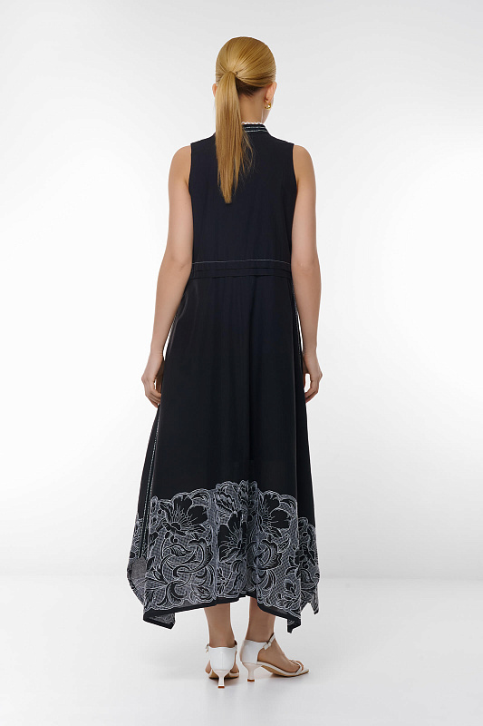Платье с цветочной вышивкой Цвет Черный Изображение 2