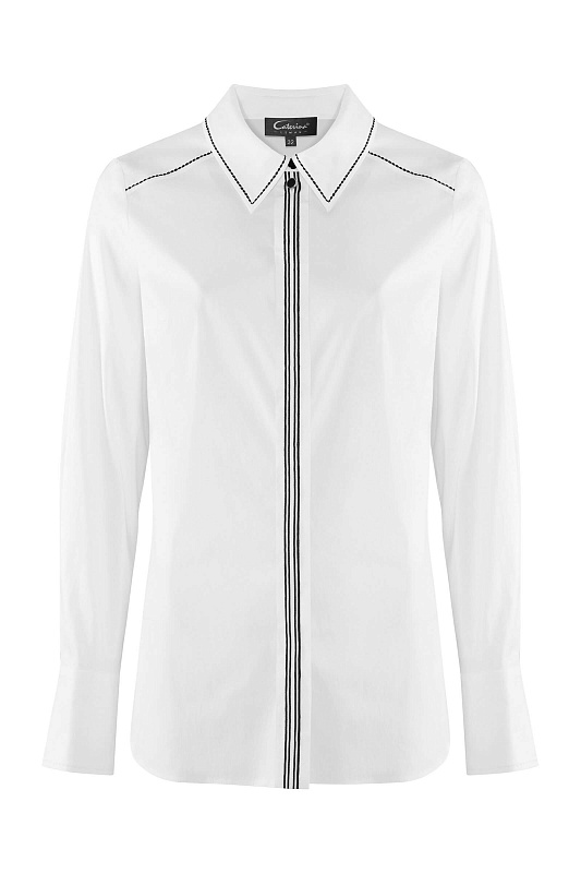 Хлопковая рубашка с контрастной строчкой Цвет Белый