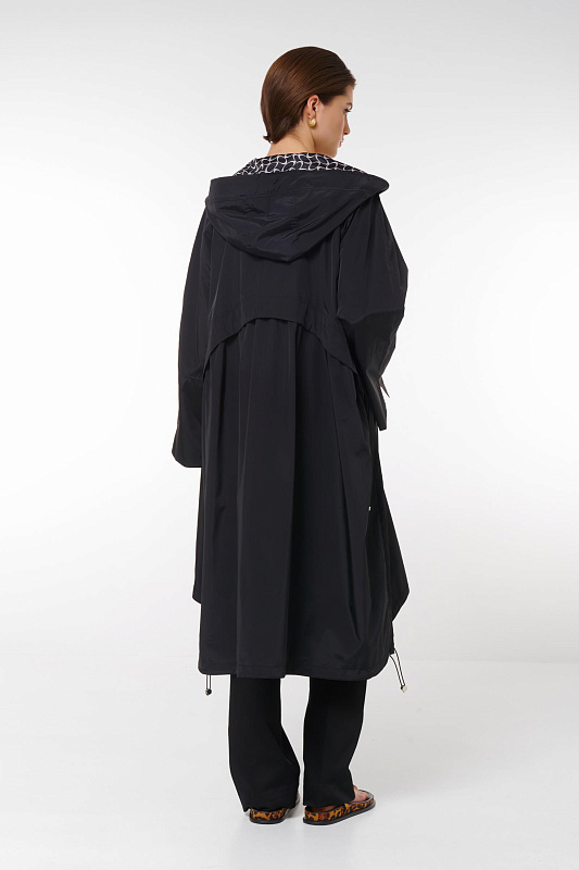 Длинный плащ с капюшоном Цвет Черный Изображение 2