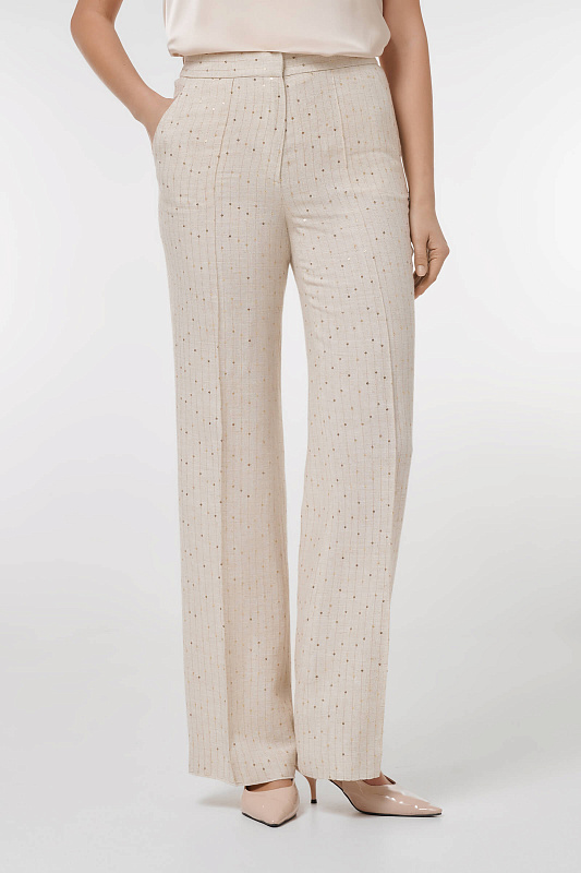 Брюки с пайетками Цвет Бежевый