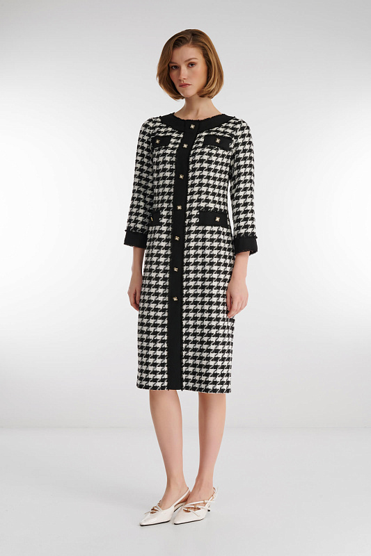 Фактурное платье с декоративной фурнитурой Цвет Черно-белый