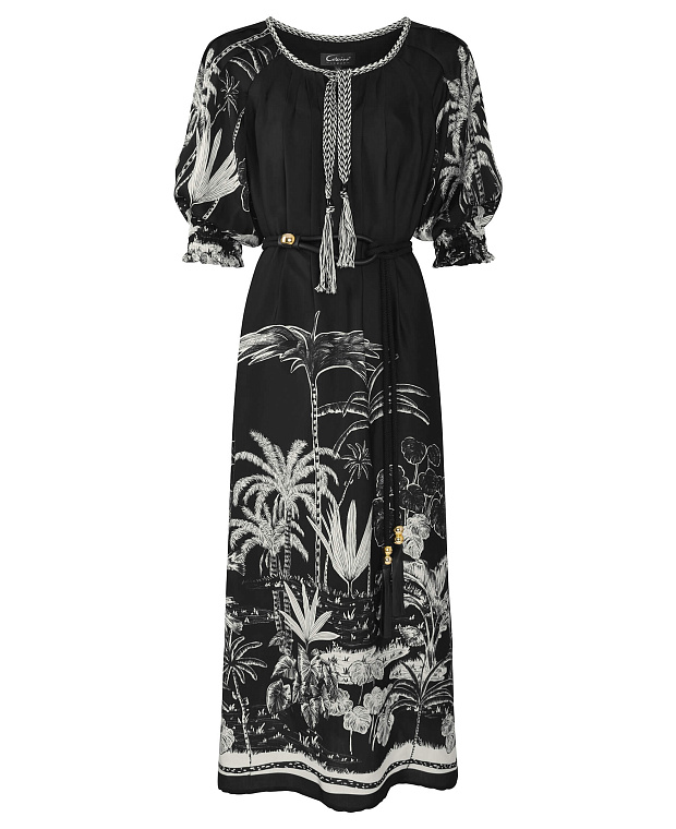 Платье с растительным узором Цвет Черный