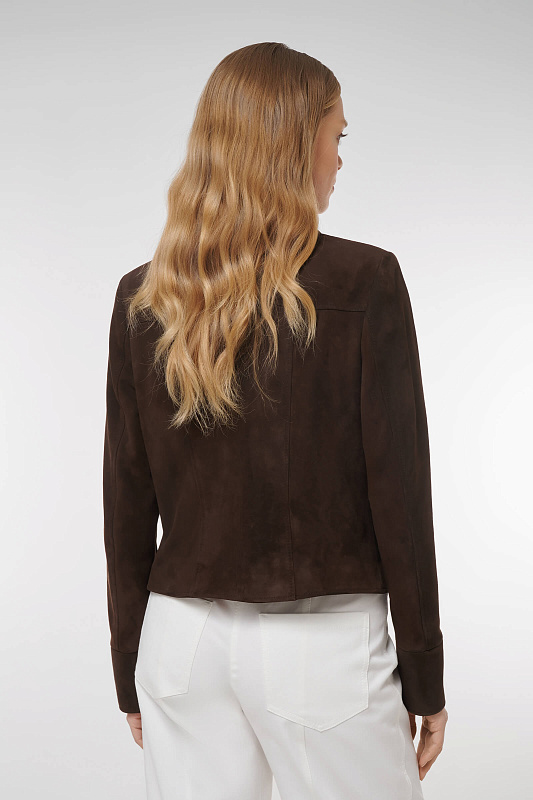 Укороченная куртка из замши Цвет Коричневый Изображение 2