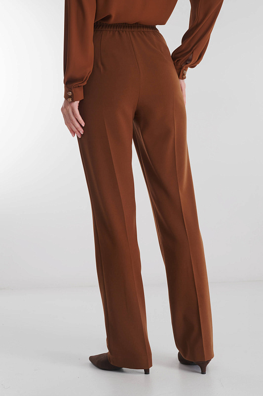 Прямые брюки со стрелками из смесовой вискозы Цвет Коричневый Изображение 2