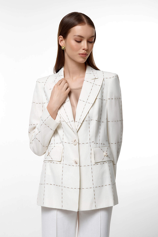 Пиджак с принтом в виде строчки Цвет Кремовый