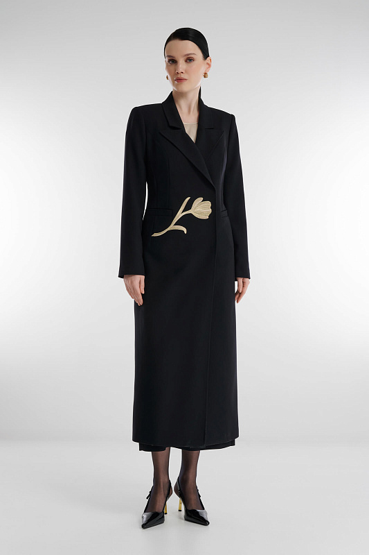 Пальто с вышивкой Цвет Черный