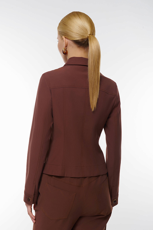 Укороченный жакет с вышивкой Цвет Коричневый Изображение 2