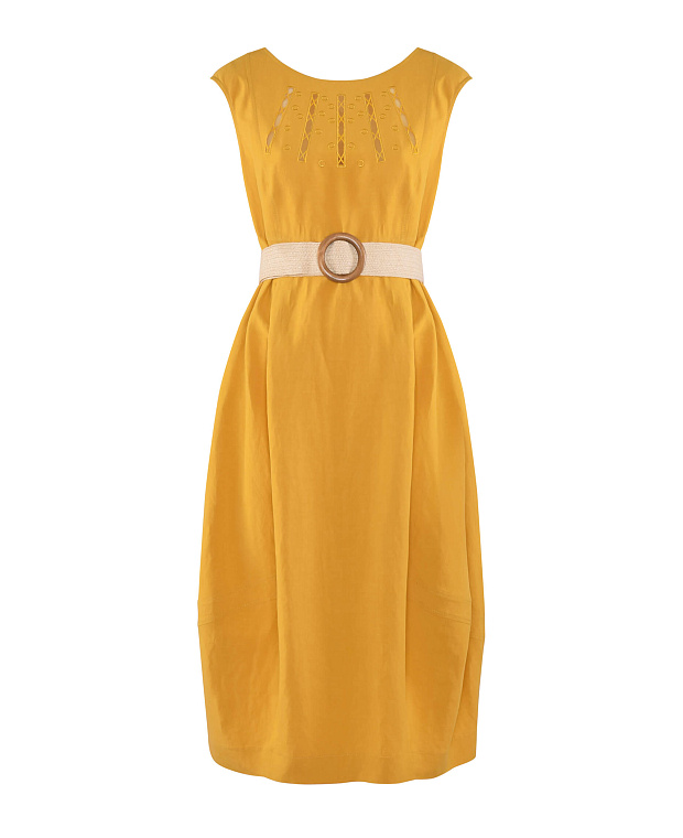 Платье А-силуэта из вискозы и льна Цвет Желтый
