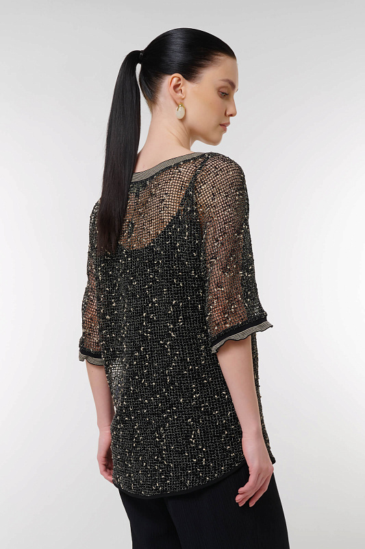 Блузка с перфорацией Цвет Черный Изображение 2
