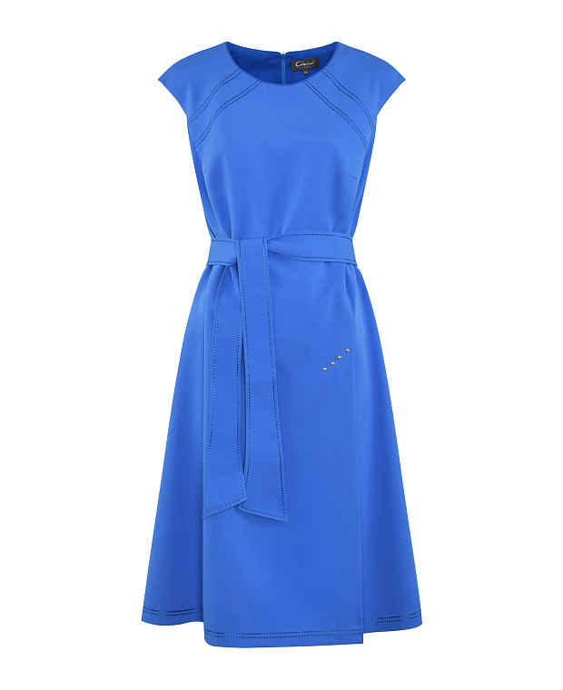 Полуприталенное платье с разрезом Цвет Синий