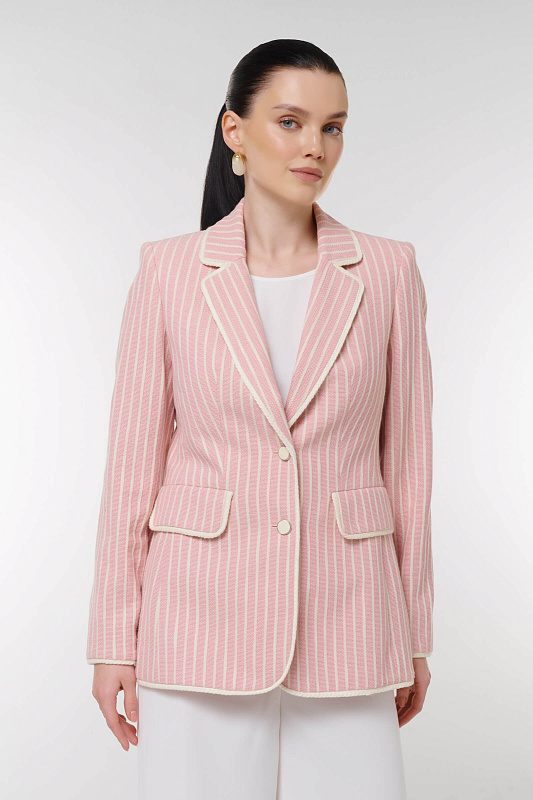 Приталенный жакет в полоску Цвет Розовый