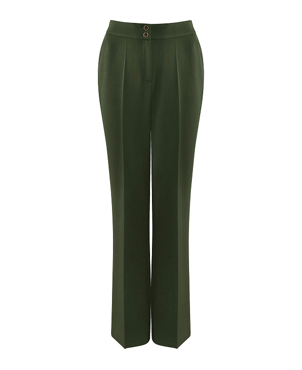Прямые брюки с высокой посадкой Цвет Зеленый