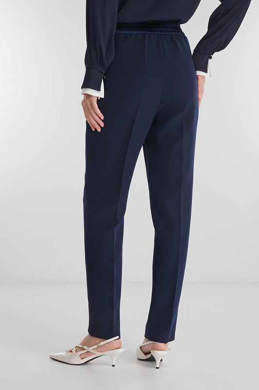 Брюки со стрелками из костюмной поливискозы Цвет Синий Изображение 2