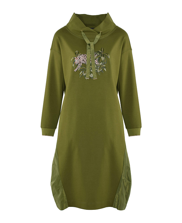 Комфортное платье с воротником на завязках Цвет Зеленый