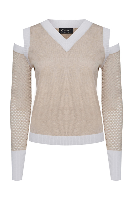 Джемпер с люрексом Цвет Бежевый