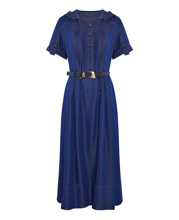 Платье-рубашка с капюшоном Цвет Синий