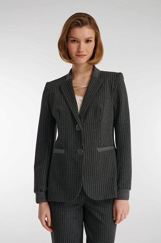Жакет в полоску из смесовой вискозы Цвет Серый