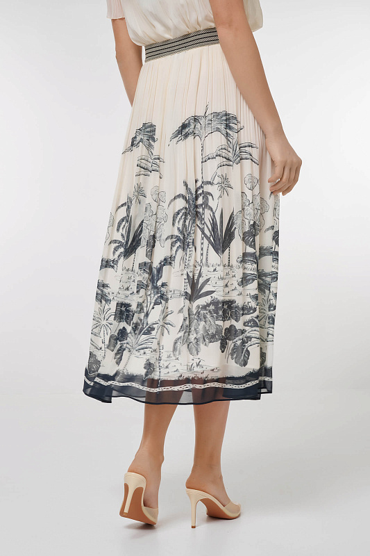Юбка миди с растительным принтом Цвет Кремовый Изображение 2