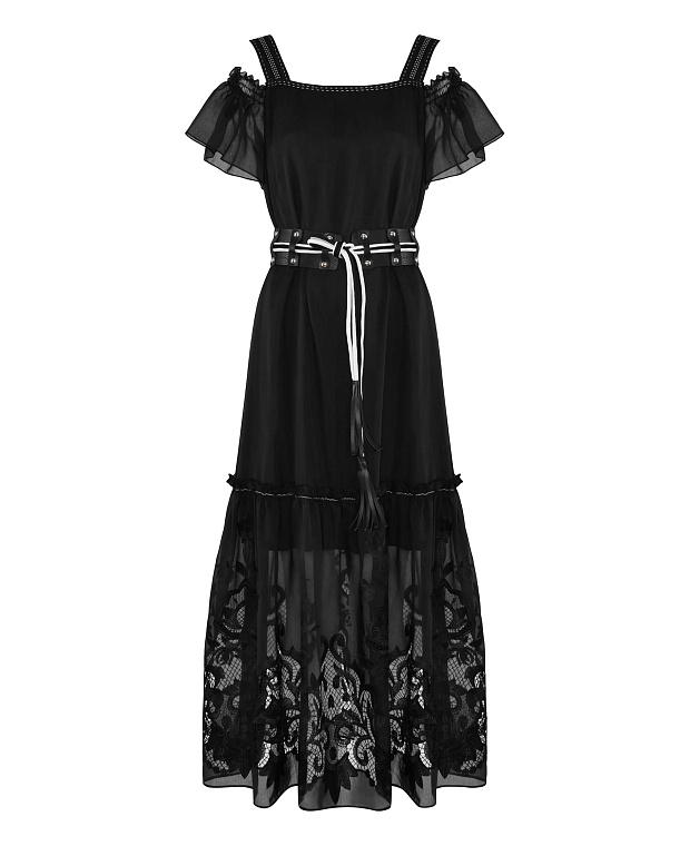 Легкое платье с вышивкой Цвет Черный