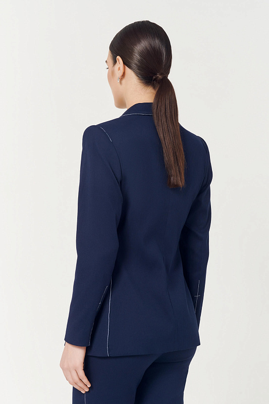 Пиджак с контрастной строчкой Цвет Синий Изображение 2