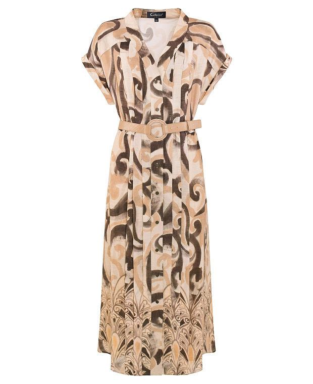 Платье из льна с абстрактным принтом Цвет Мультиколор