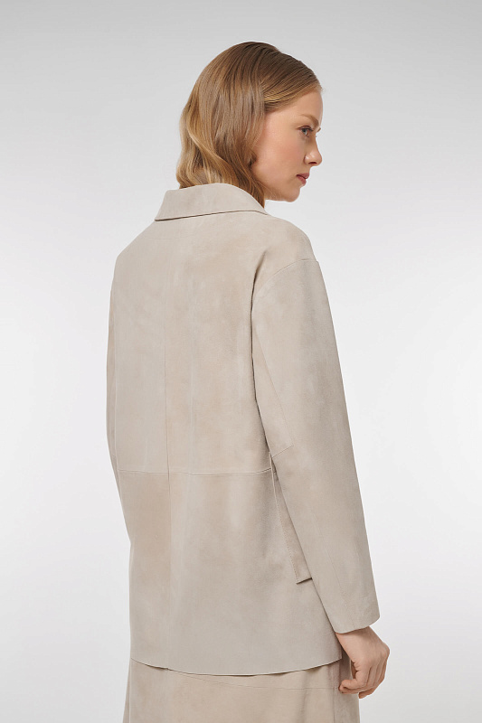 Удлиненная куртка из натуральной кожи Цвет Бежевый Изображение 2