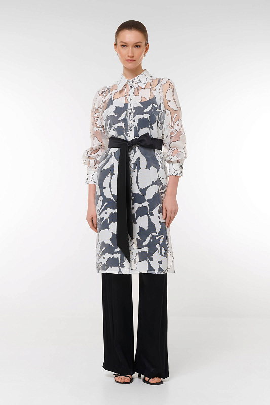 Платье с абстрактным принтом Цвет Черно-белый