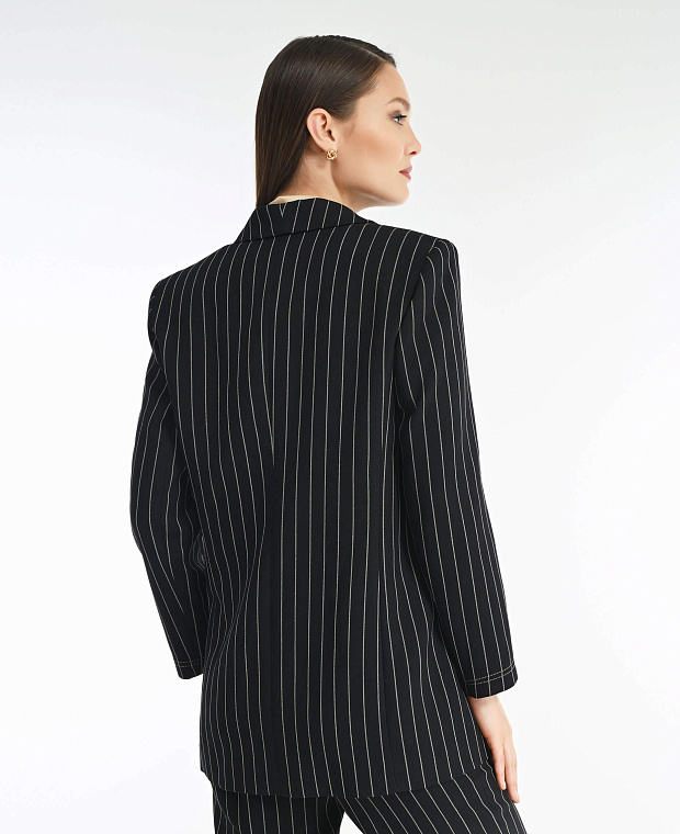 Удлиненный пиджак в полоску Цвет Черный Изображение 2