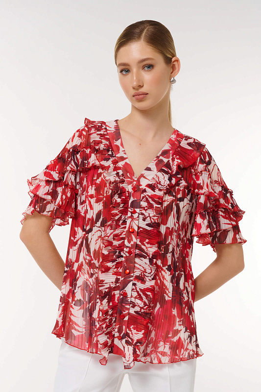 Блузка с цветочным принтом Цвет Мультиколор