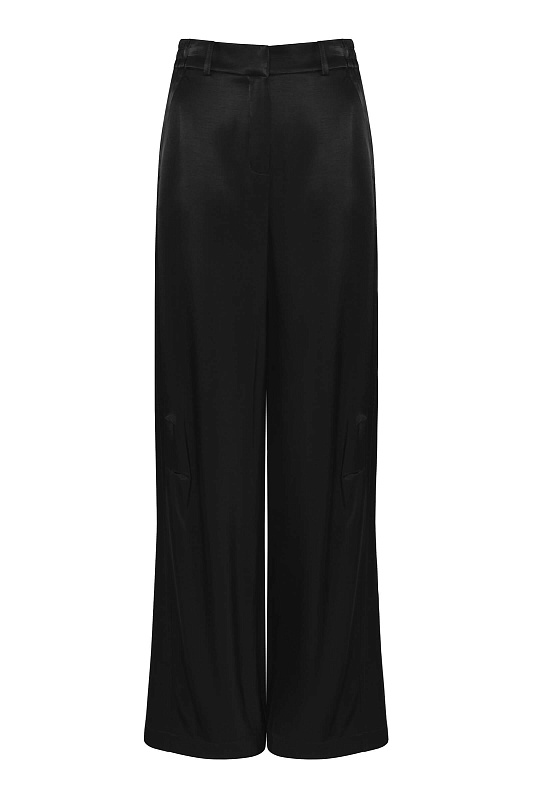 Широкие брюки из атласа Цвет Черный