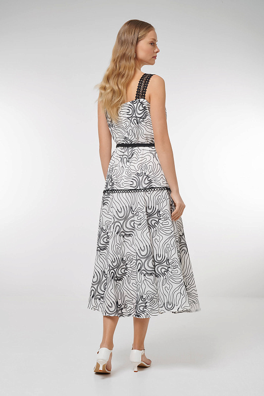 Платье миди с вышивкой Цвет Черно-белый Изображение 2