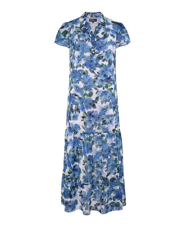 Платье прямого силуэта на пуговицах Цвет Синий
