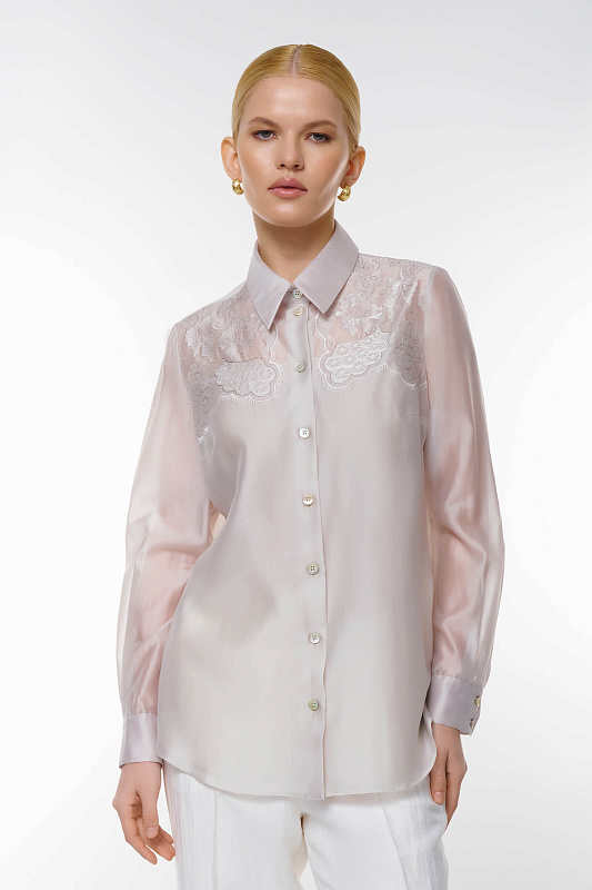 Блузка с вышевкой Цвет Бежевый