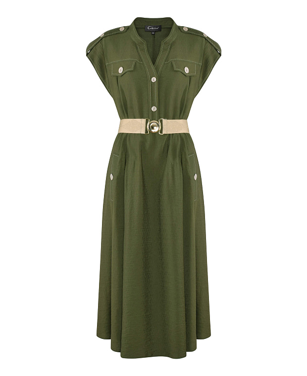 Платье с коротким рукавом Цвет Зеленый