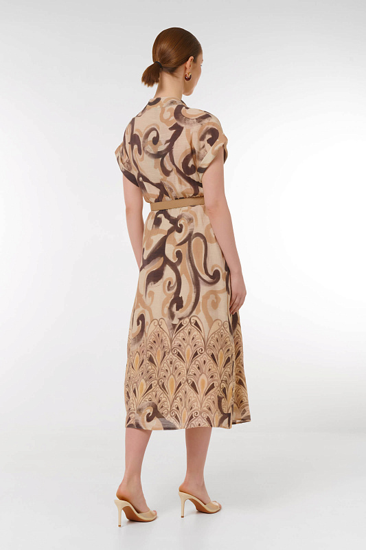 Платье из льна с абстрактным принтом Цвет Мультиколор Изображение 2