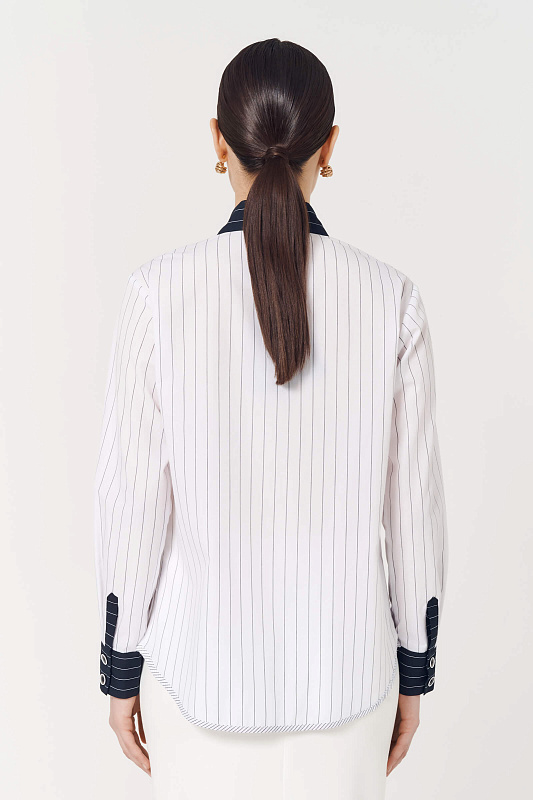 Рубашка с контрастным воротником Цвет Белый Изображение 2