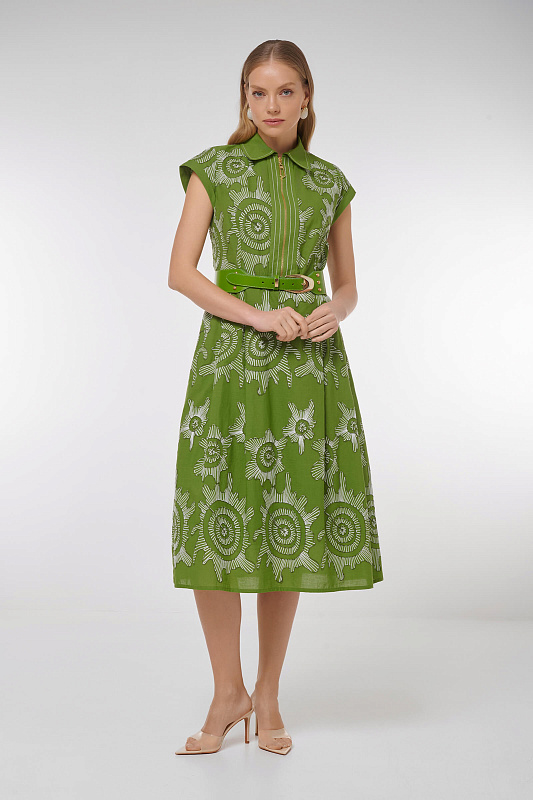 Платье миди с абстрактным принтом Цвет Мультиколор