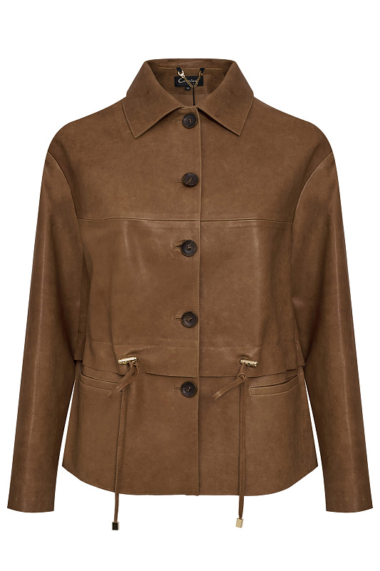 Удлиненная куртка из натуральной кожи Цвет Коричневый