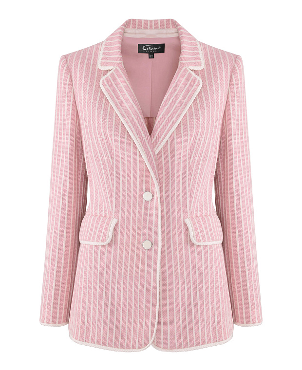Приталенный жакет в полоску Цвет Розовый