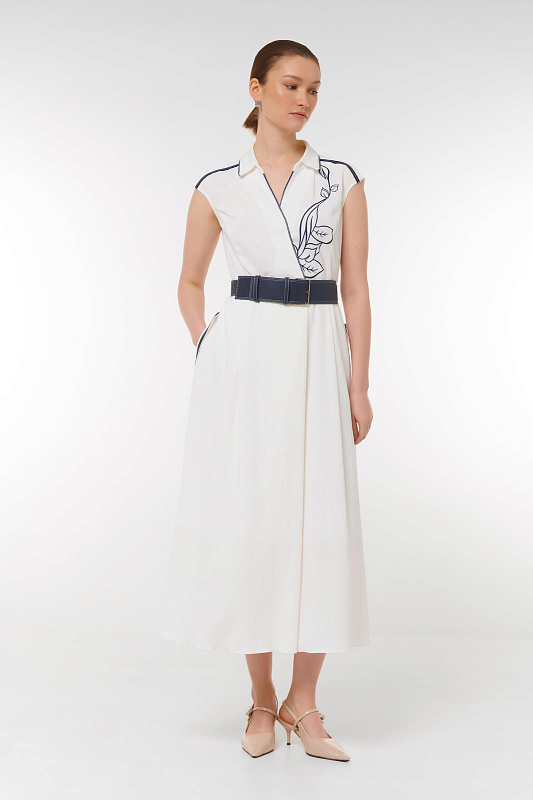 Платье из муслина с вышивкой Цвет Белый