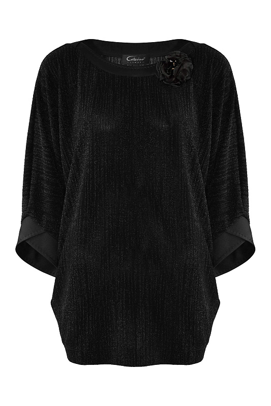 Удлиненный джемпер с люрексом Цвет Черный