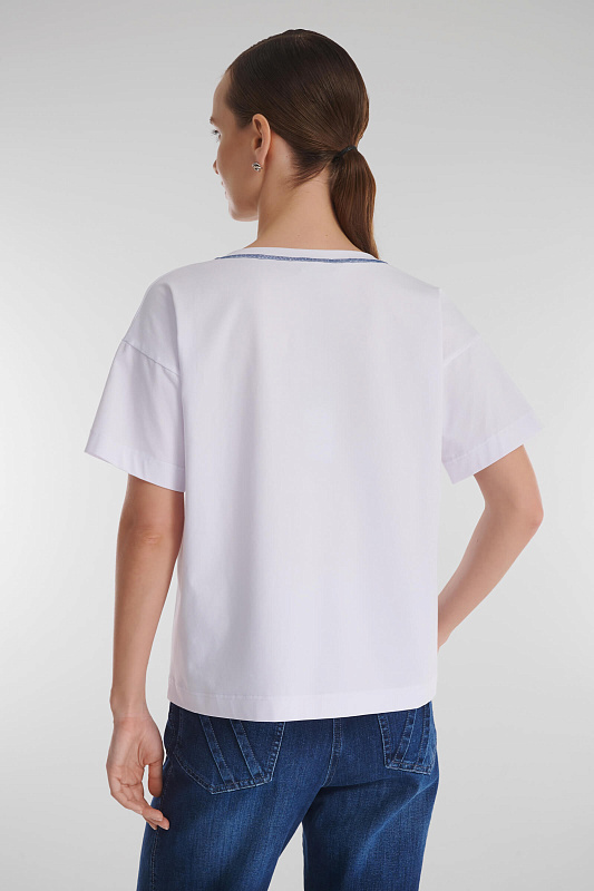 Хлопковая футболка со спущенной линией плеча Цвет Белый Изображение 2