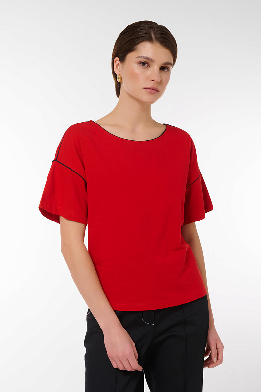 Джемпер с контрастной окантовкой Цвет Красный