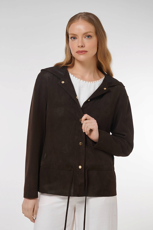 Куртка с перфорацией из натуральной кожи Цвет Коричневый