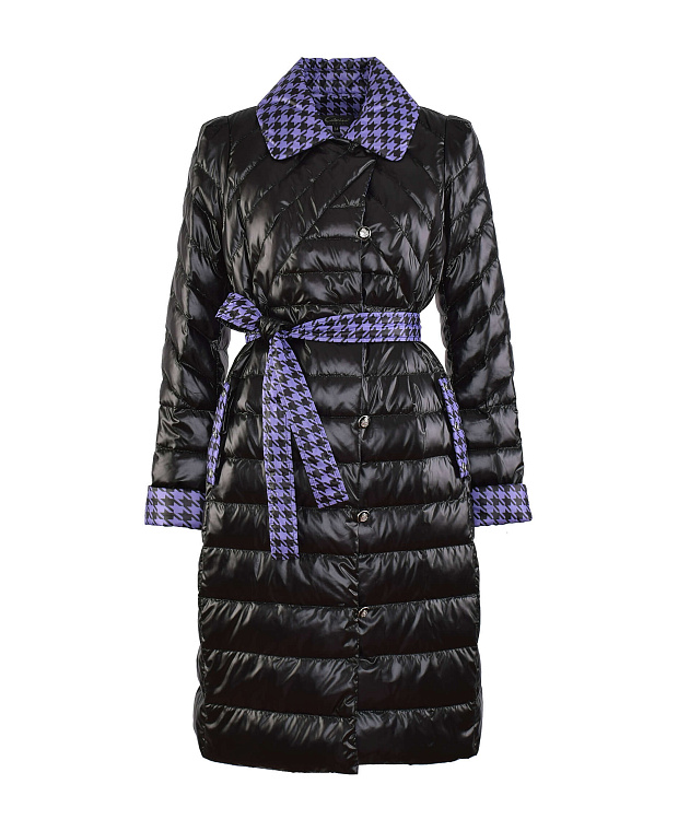 Пуховое пальто со стильной изнанкой Цвет Черный